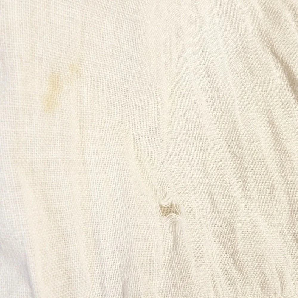 Vintage Boho Eyelet Skirt 26x30 White‎ Cotton Tiered Prairie READ
